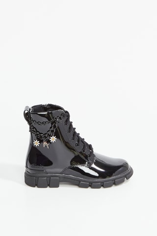 Bottines en cuir verni Evyn Charm - Noir