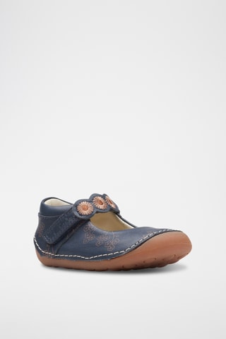 Babies en cuir Tiny Flora - Bleu marine