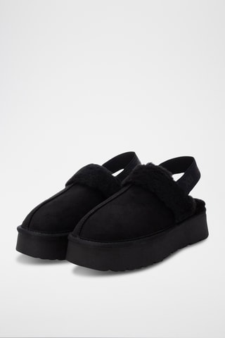 Sabots fourrés plateformes - Noir