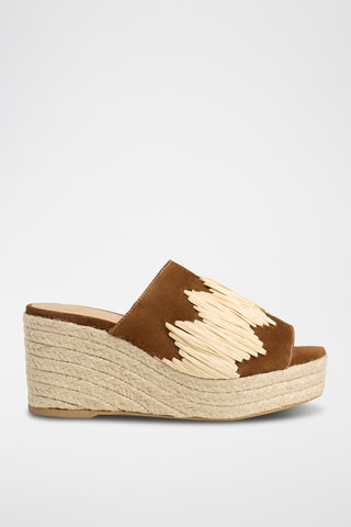 Mules compensées en nubuck Eleo - Marron
