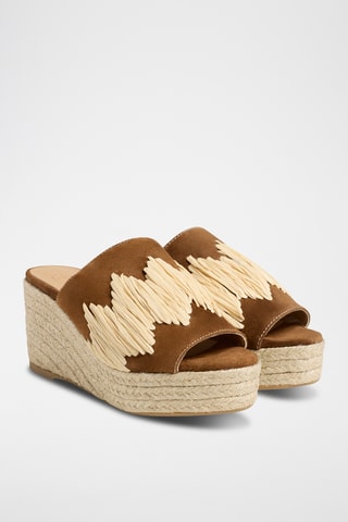 Mules compensées en nubuck Eleo - Marron