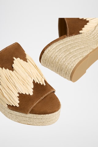 Mules compensées en nubuck Eleo - Marron