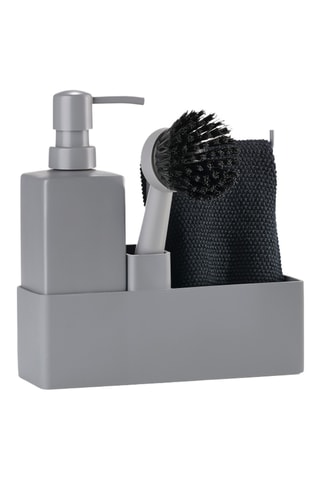 Suporte de utensílios para limpeza de loiça em silicone e cerâmica com pano - 4 peças