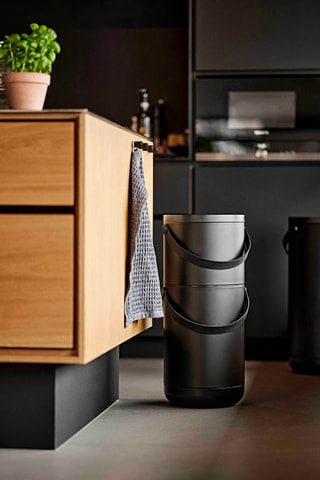 Caixote do lixo 2 em 1 Circular - Preto - 22 + 12 l