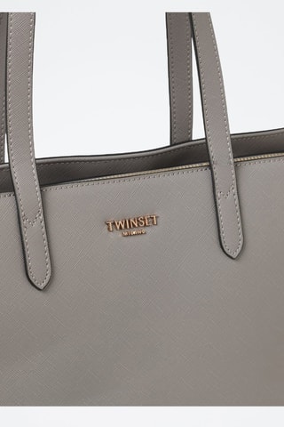 Sac porté épaule en cuir - Gris foncé