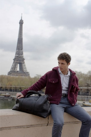 Mala bowling de couro Saulu - Preto