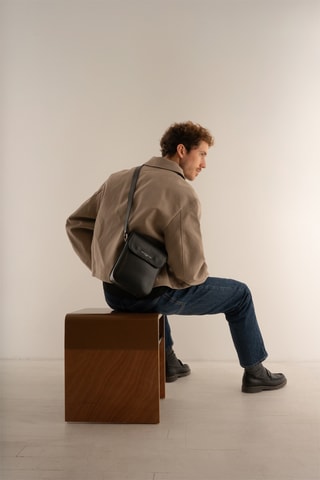 Leren Schoudertas Emir - Zwart