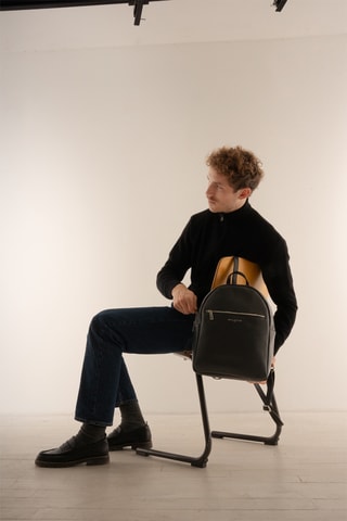 Mochila de couro Mini Jonas - Preto