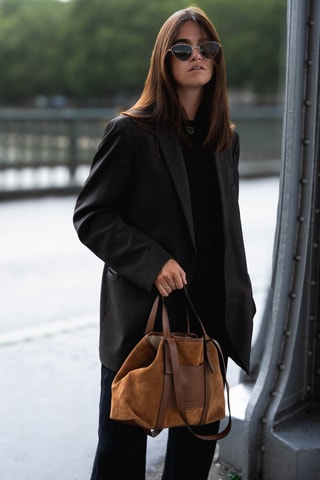 Mala shopper de nobuck Mini Malta - Camel