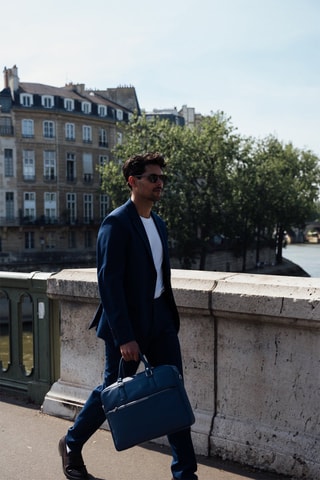 Leren Aktetas Marco - Marineblauw