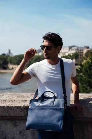 Leren Aktetas Lupo - Marineblauw