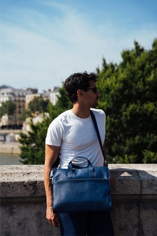 Leren Aktetas Lupo - Marineblauw