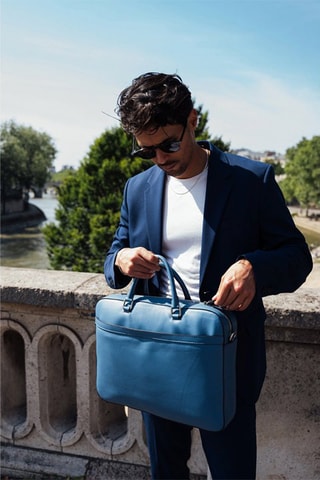 Leren Aktetas Antonio - Blauw