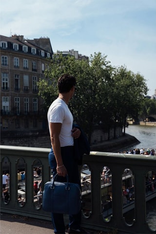 Leren Aktetas Niccolo - Marineblauw