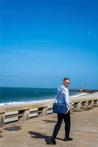 Pasta em couro Cesare - Azul-marinho