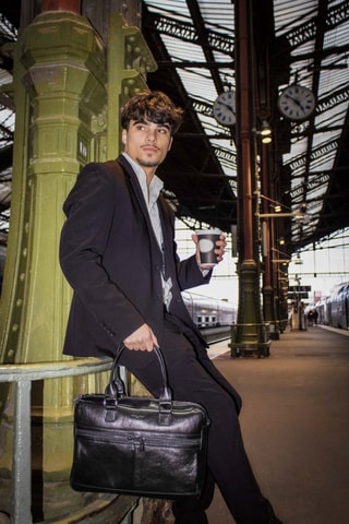 Porta-documentos em couro Donatello - Preto