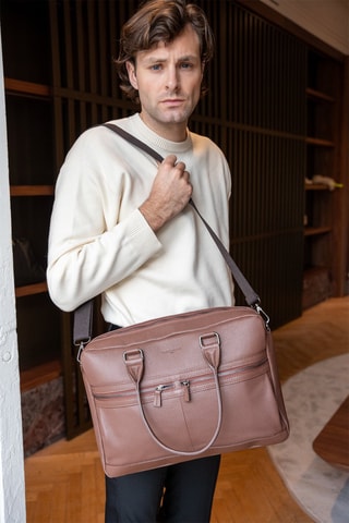 Porta-documentos em couro Sandro - Castanho