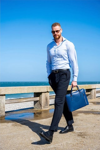 Leren Schoudertas Davide   - Blauw