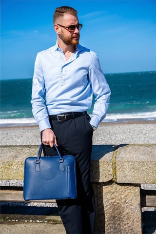 Leren Schoudertas Davide   - Blauw