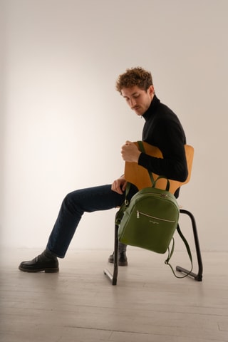 Mochila de couro Mini Jonas - Verde