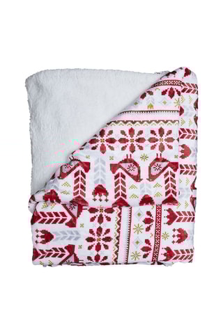 Plaid Nordic Folk - Rouge et blanc - 120 x 150 cm