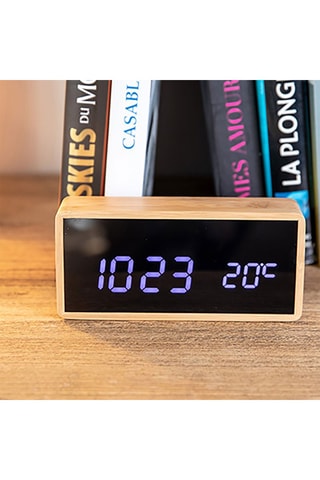 Réveil LED en bambou - Naturel