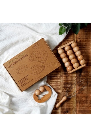 Coffret de massage en bois de schima - 3 pièces