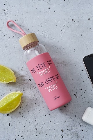 Gourde Ma tête dit "sport", mon corps dit "dors" - 6.8 x 6.8 x 21.5 cm