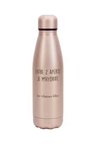 Gourde à paillettes en acier inoxydable Entre 2 apéros je m'hydrate - Doré rose