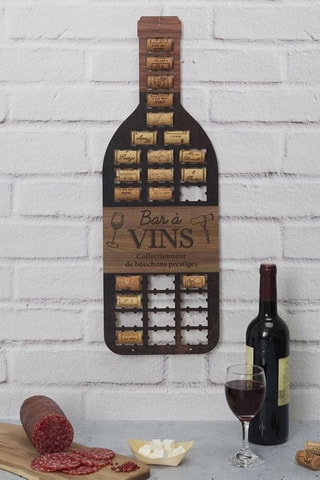 Bouteille porte bouchons - 20,5 x 60 x 2 cm - Noir et marron