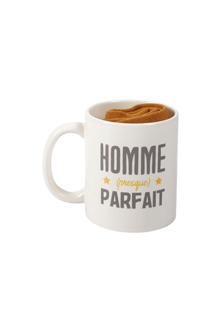 Mug en grès et chaussettes - 12 x 9,7 x 8 cm