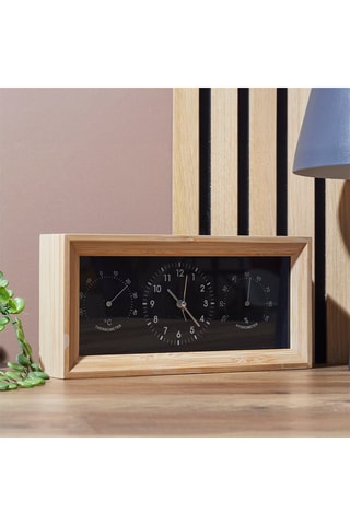 Réveil 3 en 1 en bambou - 26 x 12,8 x 5,4 - Naturel