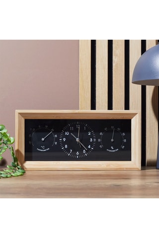 Réveil 3 en 1 en bambou - 26 x 12,8 x 5,4 - Naturel