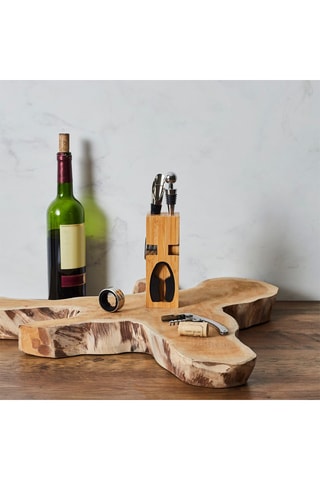 Bloc du sommelier en pin et acier inoxydable - 6 pièces