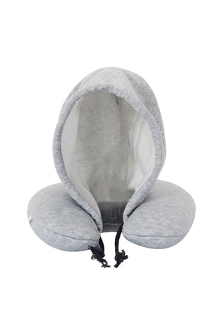 Coussin de voyage à capuche - Gris clair chiné - 31 x 9 x 28 cm