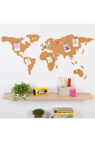 Carte du monde en liège - Beige - 32 x 32 cm