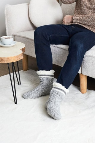 Chaussettes fourrées antidérapantes - Gris clair