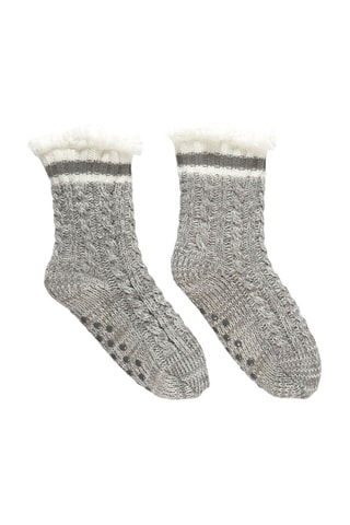 Chaussettes fourrées antidérapantes - Gris clair
