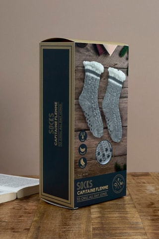 Chaussettes fourrées antidérapantes - Gris clair