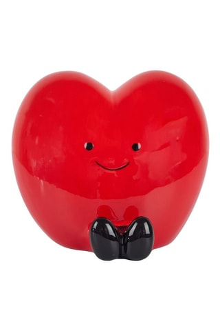 Tirelire en céramique - Rouge - 14,2 x 12,5 x 11,5 cm