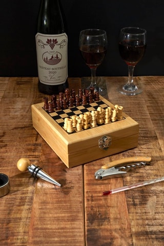 Coffret sommelier jeu d’échecs en bambou - 4 pièces