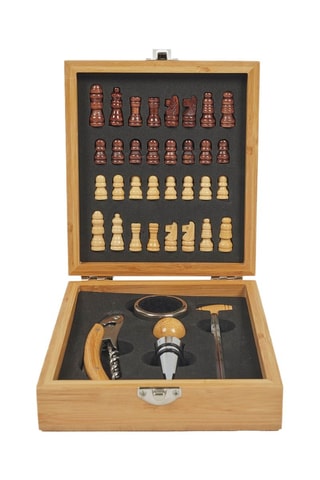Coffret sommelier jeu d’échecs en bambou - 4 pièces