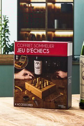 Coffret sommelier jeu d’échecs en bambou - 4 pièces