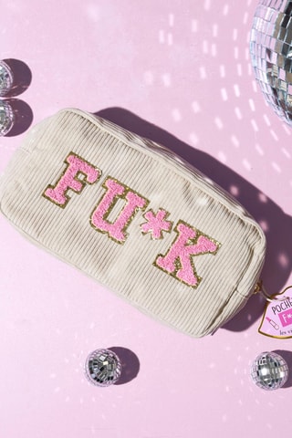 Trousse de toilette velours F*CK - Beige