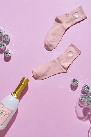 Coffret bouteille avec 3 paires de chaussettes - Rose