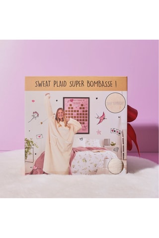 Sweat plaid à capuche "Bombasse" - Beige