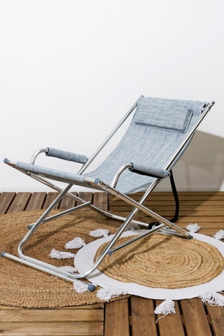 Chaise Longue - Bleu chiné - 104 x 70 x 60 cm