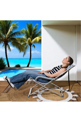 Chaise Longue - Bleu chiné - 104 x 70 x 60 cm