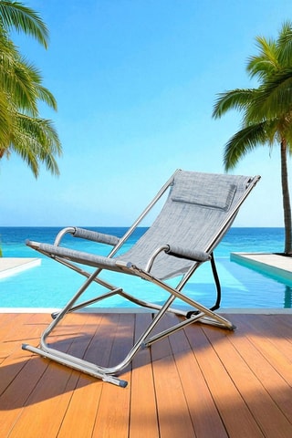 Chaise Longue - Bleu chiné - 104 x 70 x 60 cm