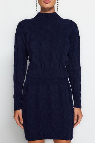 Camisola e saia direita Azul-marinho